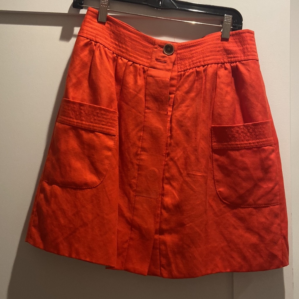 GUC linen blend J. Crew Doris pleated skirt mini size 4 - Picture 7 of 8
